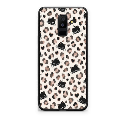 Θήκη Samsung Galaxy A6+ 2018 Leopard Spots and Black Cats on Cream από τη Smartfits με σχέδιο στο πίσω μέρος και μαύρο περίβλημα | Samsung Galaxy A6+ 2018 Leopard Spots and Black Cats on Cream case with colorful back and black bezels