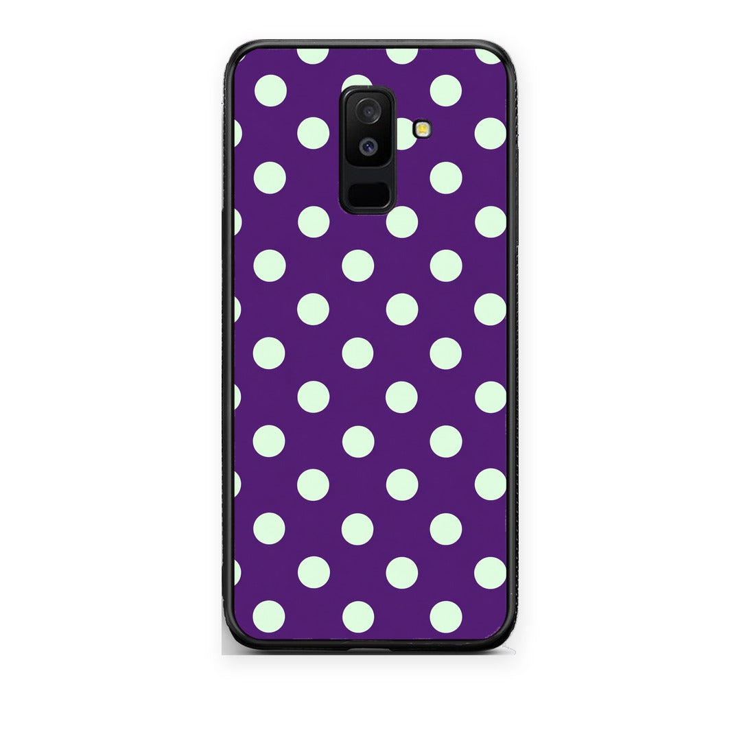 Θήκη Samsung Galaxy A6+ 2018 Mint Polka Dots on Purple από τη Smartfits με σχέδιο στο πίσω μέρος και μαύρο περίβλημα | Samsung Galaxy A6+ 2018 Mint Polka Dots on Purple case with colorful back and black bezels