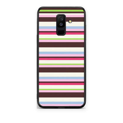 Θήκη Samsung Galaxy A6+ 2018 Multicolour Horizontal Stripes από τη Smartfits με σχέδιο στο πίσω μέρος και μαύρο περίβλημα | Samsung Galaxy A6+ 2018 Multicolour Horizontal Stripes case with colorful back and black bezels