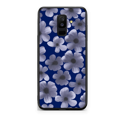 Θήκη Samsung Galaxy A6+ 2018 Pale Blue Flowers on Navy από τη Smartfits με σχέδιο στο πίσω μέρος και μαύρο περίβλημα | Samsung Galaxy A6+ 2018 Pale Blue Flowers on Navy case with colorful back and black bezels