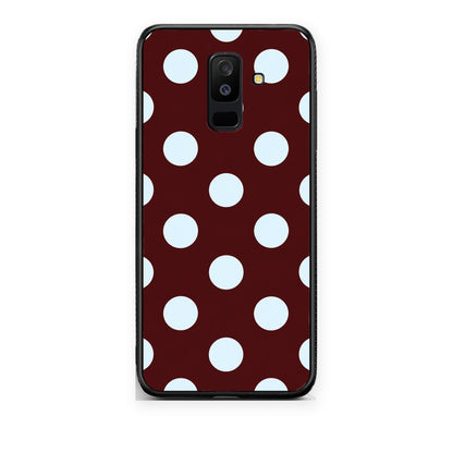 Θήκη Samsung Galaxy A6+ 2018 Pale Blue Large Polka Dots on Burgundy από τη Smartfits με σχέδιο στο πίσω μέρος και μαύρο περίβλημα | Samsung Galaxy A6+ 2018 Pale Blue Large Polka Dots on Burgundy case with colorful back and black bezels