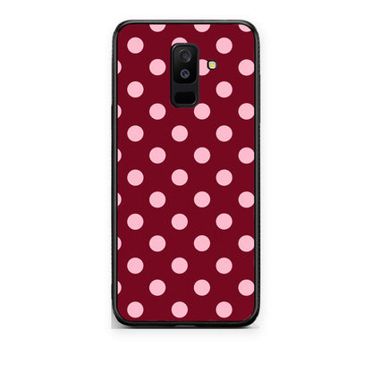 Θήκη Samsung Galaxy A6+ 2018 Pink Polka Dots on Burgundy από τη Smartfits με σχέδιο στο πίσω μέρος και μαύρο περίβλημα | Samsung Galaxy A6+ 2018 Pink Polka Dots on Burgundy case with colorful back and black bezels