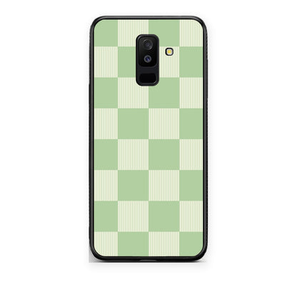 Θήκη Samsung Galaxy A6+ 2018 Sage and Cream Striped Checks από τη Smartfits με σχέδιο στο πίσω μέρος και μαύρο περίβλημα | Samsung Galaxy A6+ 2018 Sage and Cream Striped Checks case with colorful back and black bezels