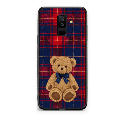 Θήκη Samsung Galaxy A6+ 2018 Teddy Bear on Red and Navy Tartan από τη Smartfits με σχέδιο στο πίσω μέρος και μαύρο περίβλημα | Samsung Galaxy A6+ 2018 Teddy Bear on Red and Navy Tartan case with colorful back and black bezels