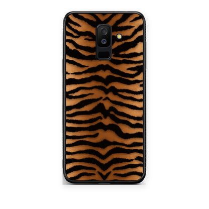 Θήκη Samsung Galaxy A6+ 2018 Tiger Print Orange and Black από τη Smartfits με σχέδιο στο πίσω μέρος και μαύρο περίβλημα | Samsung Galaxy A6+ 2018 Tiger Print Orange and Black case with colorful back and black bezels