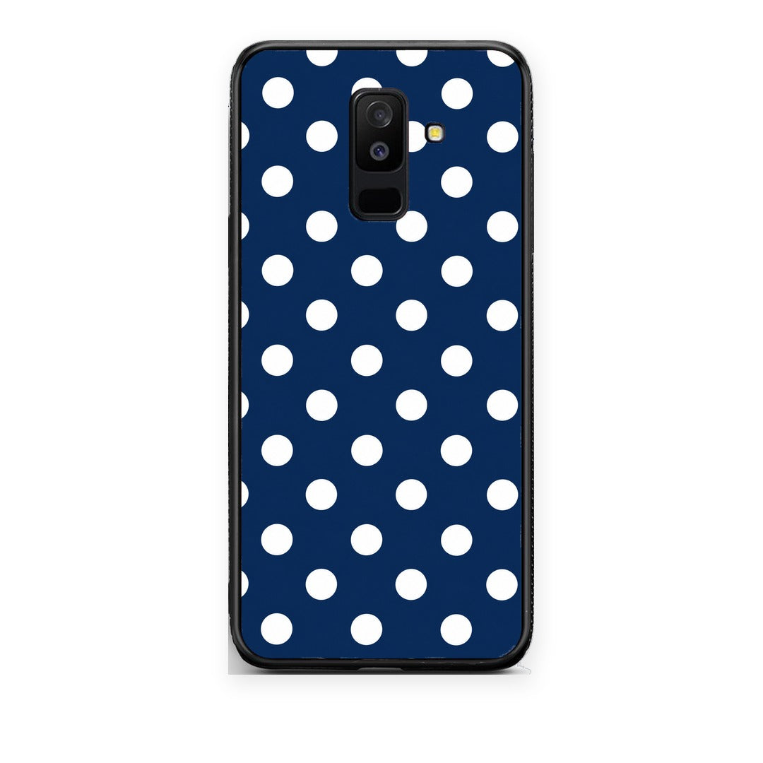 Θήκη Samsung Galaxy A6+ 2018 White Large Polka Dots on Navy από τη Smartfits με σχέδιο στο πίσω μέρος και μαύρο περίβλημα | Samsung Galaxy A6+ 2018 White Large Polka Dots on Navy case with colorful back and black bezels