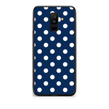 Θήκη Samsung Galaxy A6+ 2018 White Large Polka Dots on Navy από τη Smartfits με σχέδιο στο πίσω μέρος και μαύρο περίβλημα | Samsung Galaxy A6+ 2018 White Large Polka Dots on Navy case with colorful back and black bezels