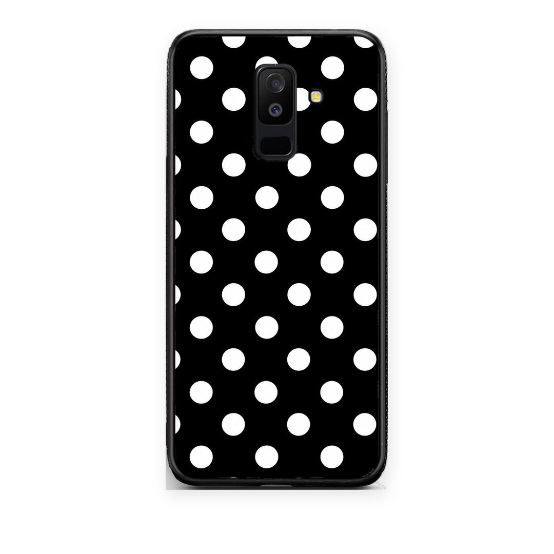 Θήκη Samsung Galaxy A6+ 2018 White Polka Dots on Black από τη Smartfits με σχέδιο στο πίσω μέρος και μαύρο περίβλημα | Samsung Galaxy A6+ 2018 White Polka Dots on Black case with colorful back and black bezels