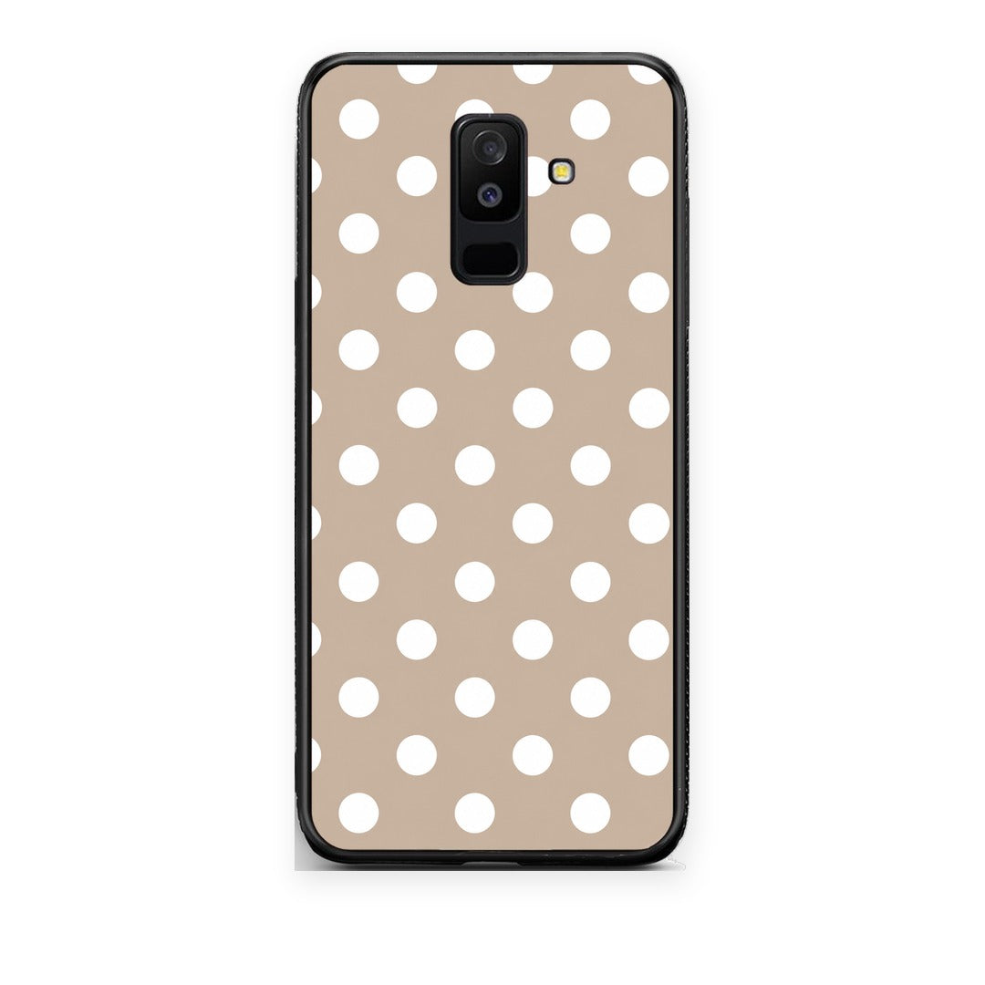 Θήκη Samsung Galaxy A6+ 2018 White Polka Dots on Taupe από τη Smartfits με σχέδιο στο πίσω μέρος και μαύρο περίβλημα | Samsung Galaxy A6+ 2018 White Polka Dots on Taupe case with colorful back and black bezels