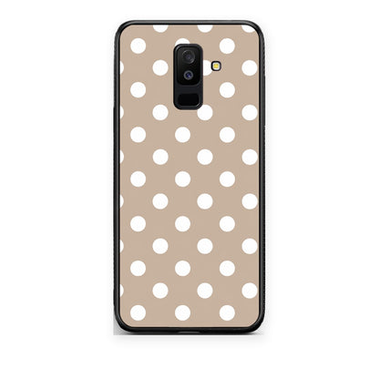 Θήκη Samsung Galaxy A6+ 2018 White Polka Dots on Taupe από τη Smartfits με σχέδιο στο πίσω μέρος και μαύρο περίβλημα | Samsung Galaxy A6+ 2018 White Polka Dots on Taupe case with colorful back and black bezels