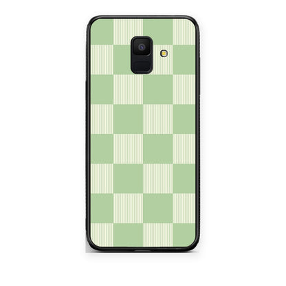 Θήκη Samsung Galaxy A6 2018 Sage and Cream Striped Checks από τη Smartfits με σχέδιο στο πίσω μέρος και μαύρο περίβλημα | Samsung Galaxy A6 2018 Sage and Cream Striped Checks case with colorful back and black bezels