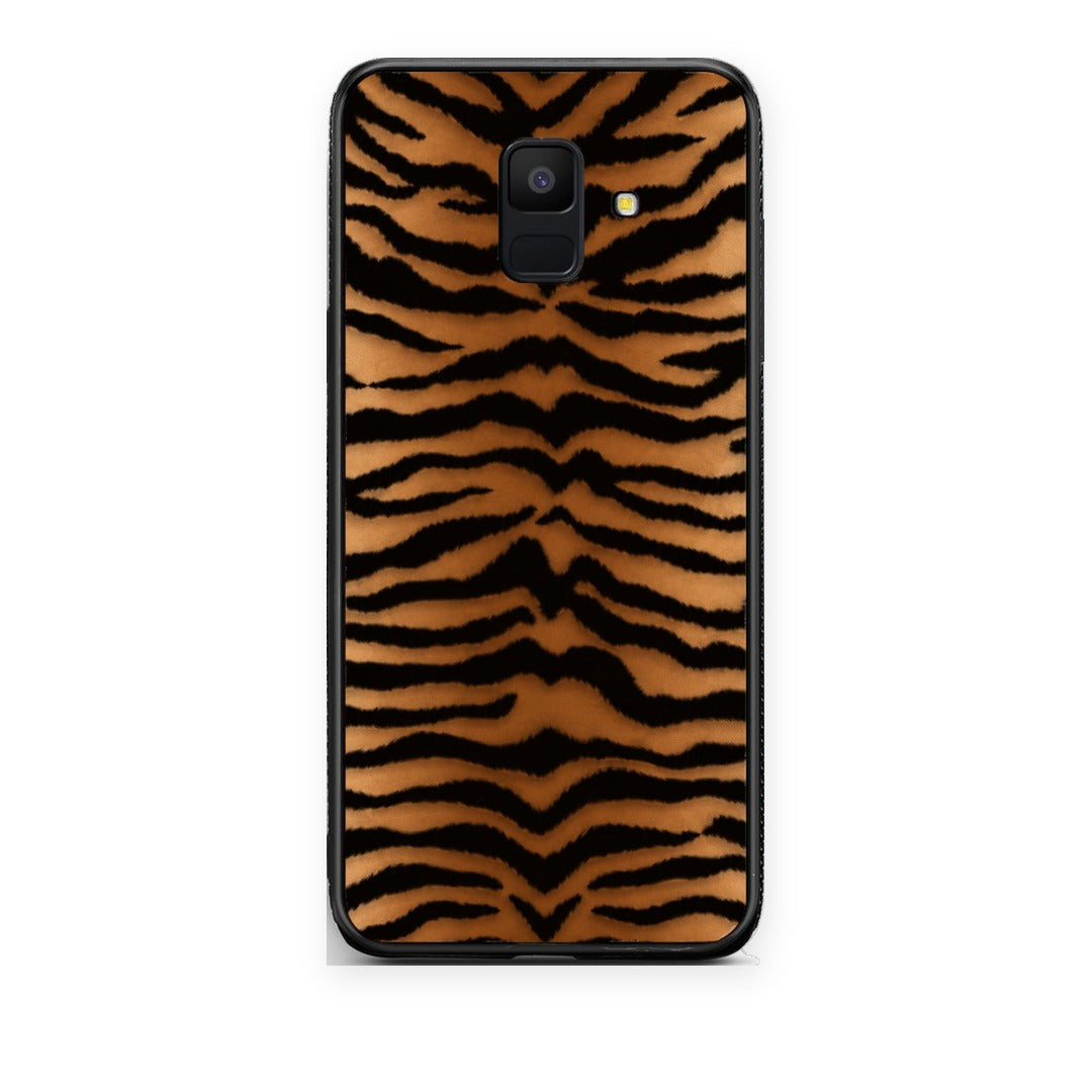 Θήκη Samsung Galaxy A6 2018 Tiger Print Orange and Black από τη Smartfits με σχέδιο στο πίσω μέρος και μαύρο περίβλημα | Samsung Galaxy A6 2018 Tiger Print Orange and Black case with colorful back and black bezels