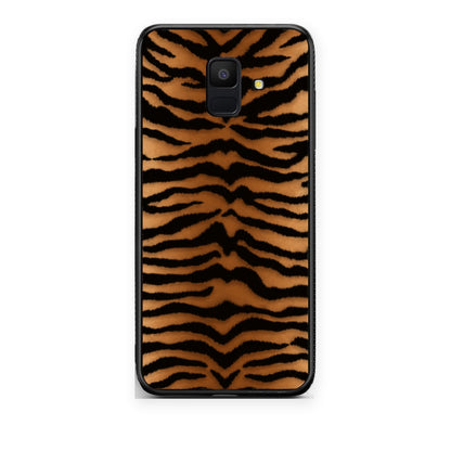 Θήκη Samsung Galaxy A6 2018 Tiger Print Orange and Black από τη Smartfits με σχέδιο στο πίσω μέρος και μαύρο περίβλημα | Samsung Galaxy A6 2018 Tiger Print Orange and Black case with colorful back and black bezels