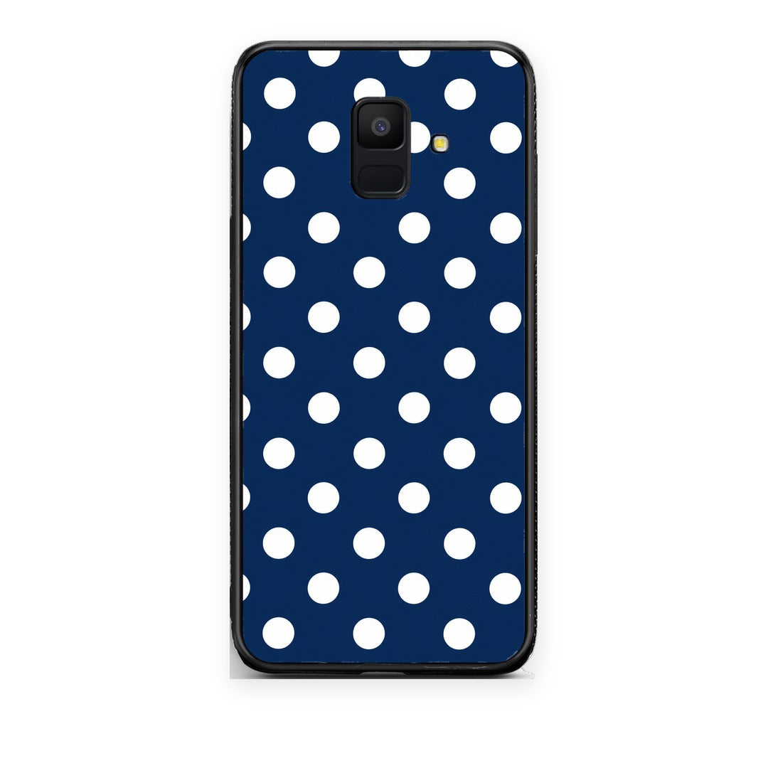 Θήκη Samsung Galaxy A6 2018 White Large Polka Dots on Navy από τη Smartfits με σχέδιο στο πίσω μέρος και μαύρο περίβλημα | Samsung Galaxy A6 2018 White Large Polka Dots on Navy case with colorful back and black bezels