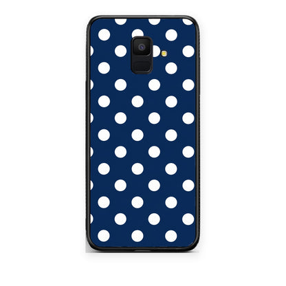 Θήκη Samsung Galaxy A6 2018 White Large Polka Dots on Navy από τη Smartfits με σχέδιο στο πίσω μέρος και μαύρο περίβλημα | Samsung Galaxy A6 2018 White Large Polka Dots on Navy case with colorful back and black bezels