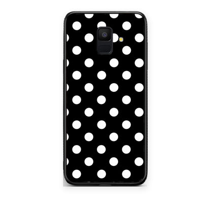 Θήκη Samsung Galaxy A6 2018 White Polka Dots on Black από τη Smartfits με σχέδιο στο πίσω μέρος και μαύρο περίβλημα | Samsung Galaxy A6 2018 White Polka Dots on Black case with colorful back and black bezels