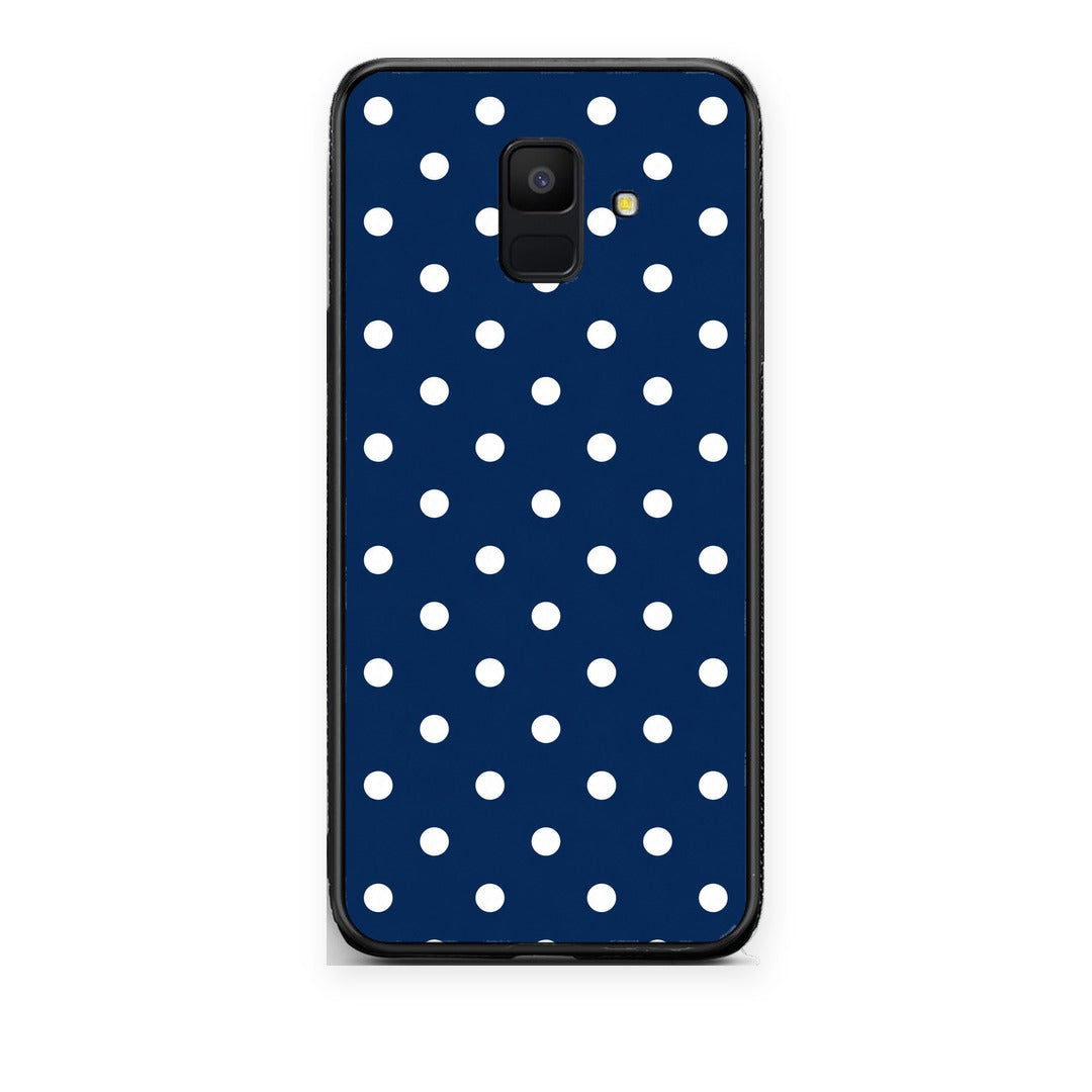 Θήκη Samsung Galaxy A6 2018 White Small Polka Dots on Navy από τη Smartfits με σχέδιο στο πίσω μέρος και μαύρο περίβλημα | Samsung Galaxy A6 2018 White Small Polka Dots on Navy case with colorful back and black bezels