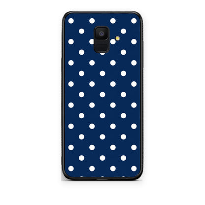 Θήκη Samsung Galaxy A6 2018 White Small Polka Dots on Navy από τη Smartfits με σχέδιο στο πίσω μέρος και μαύρο περίβλημα | Samsung Galaxy A6 2018 White Small Polka Dots on Navy case with colorful back and black bezels