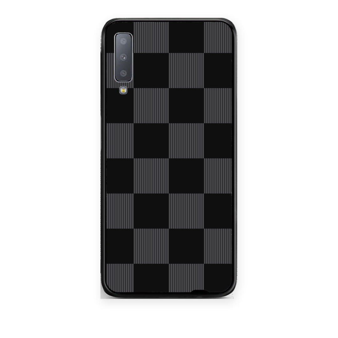 Θήκη Samsung Galaxy A7 2018 Black and Charcoal Striped Checks από τη Smartfits με σχέδιο στο πίσω μέρος και μαύρο περίβλημα | Samsung Galaxy A7 2018 Black and Charcoal Striped Checks case with colorful back and black bezels