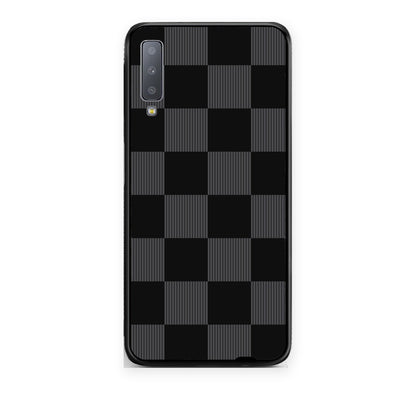 Θήκη Samsung Galaxy A7 2018 Black and Charcoal Striped Checks από τη Smartfits με σχέδιο στο πίσω μέρος και μαύρο περίβλημα | Samsung Galaxy A7 2018 Black and Charcoal Striped Checks case with colorful back and black bezels