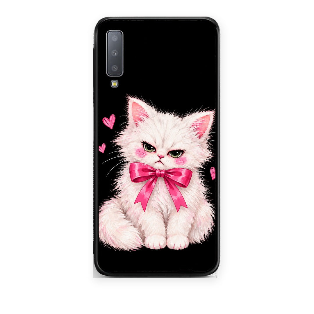 Θήκη Samsung Galaxy A7 2018 Grumpy Party Kitten on Black από τη Smartfits με σχέδιο στο πίσω μέρος και μαύρο περίβλημα | Samsung Galaxy A7 2018 Grumpy Party Kitten on Black case with colorful back and black bezels