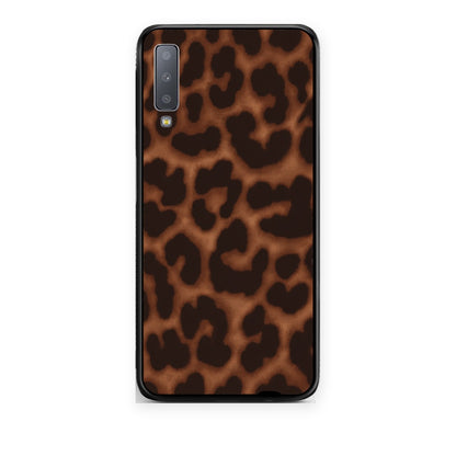 Θήκη Samsung Galaxy A7 2018 Leopard Print Dark Brown από τη Smartfits με σχέδιο στο πίσω μέρος και μαύρο περίβλημα | Samsung Galaxy A7 2018 Leopard Print Dark Brown case with colorful back and black bezels