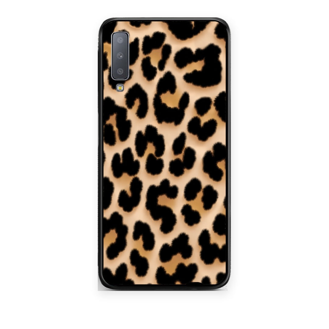 Θήκη Samsung Galaxy A7 2018 Leopard Print Tan Large από τη Smartfits με σχέδιο στο πίσω μέρος και μαύρο περίβλημα | Samsung Galaxy A7 2018 Leopard Print Tan Large case with colorful back and black bezels