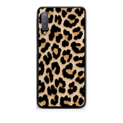 Θήκη Samsung Galaxy A7 2018 Leopard Print Tan Small από τη Smartfits με σχέδιο στο πίσω μέρος και μαύρο περίβλημα | Samsung Galaxy A7 2018 Leopard Print Tan Small case with colorful back and black bezels