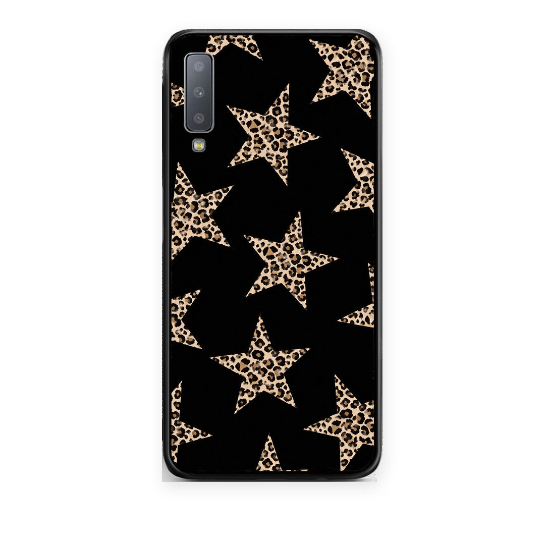 Θήκη Samsung Galaxy A7 2018 Leopard Stars on Black από τη Smartfits με σχέδιο στο πίσω μέρος και μαύρο περίβλημα | Samsung Galaxy A7 2018 Leopard Stars on Black case with colorful back and black bezels