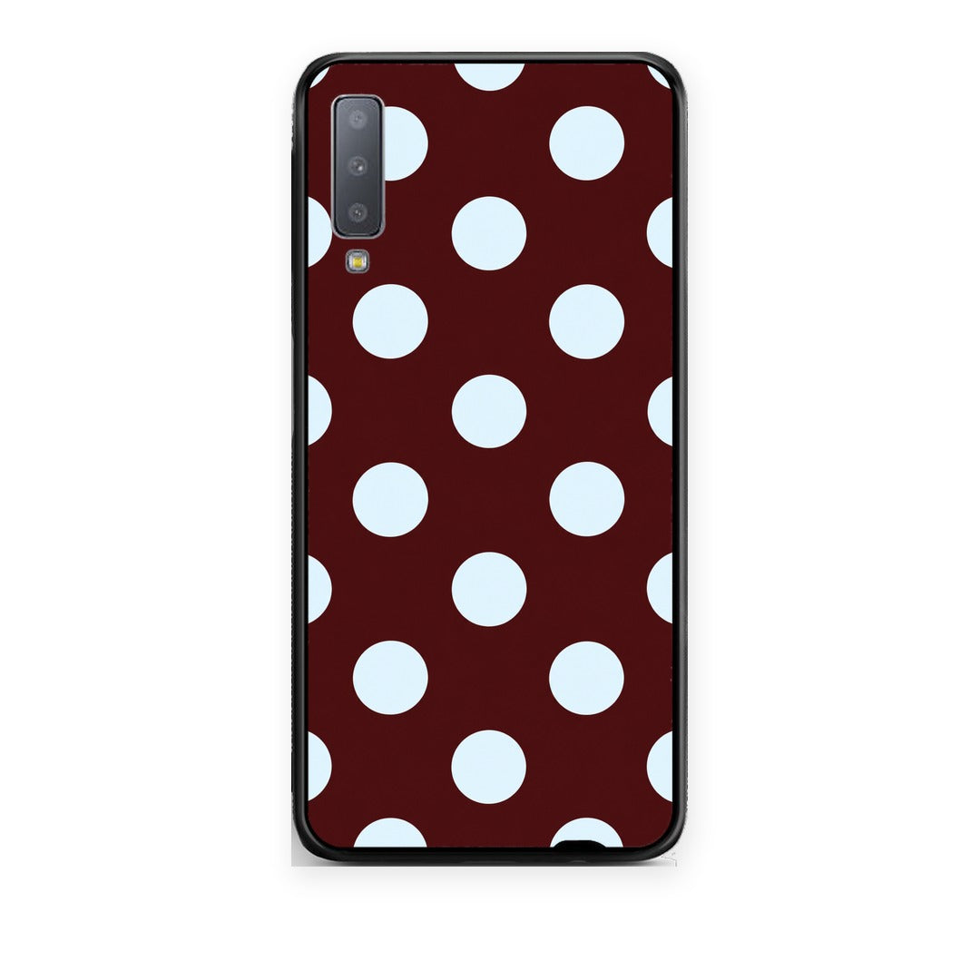 Θήκη Samsung Galaxy A7 2018 Pale Blue Large Polka Dots on Burgundy από τη Smartfits με σχέδιο στο πίσω μέρος και μαύρο περίβλημα | Samsung Galaxy A7 2018 Pale Blue Large Polka Dots on Burgundy case with colorful back and black bezels