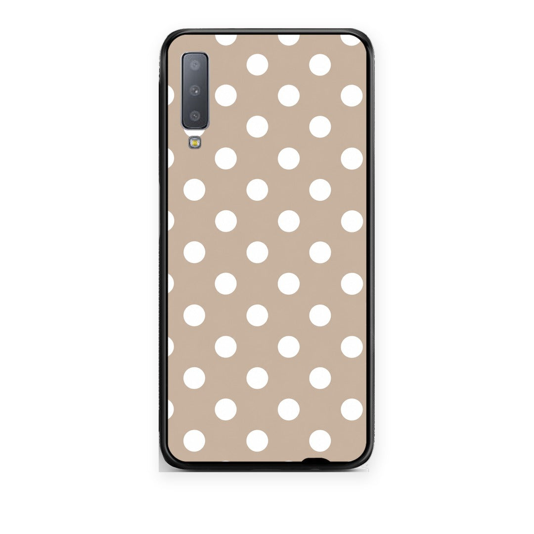 Θήκη Samsung Galaxy A7 2018 White Polka Dots on Taupe από τη Smartfits με σχέδιο στο πίσω μέρος και μαύρο περίβλημα | Samsung Galaxy A7 2018 White Polka Dots on Taupe case with colorful back and black bezels
