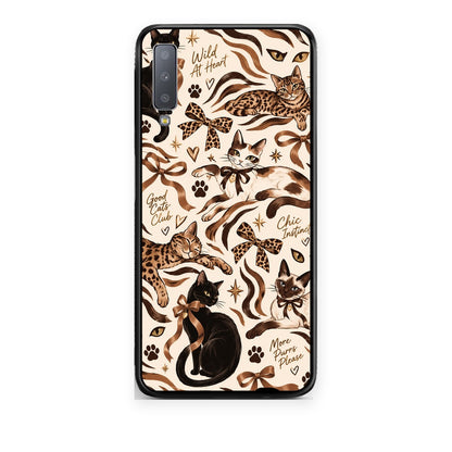 Θήκη Samsung Galaxy A7 2018 Wild Cats and Animal Print Collage από τη Smartfits με σχέδιο στο πίσω μέρος και μαύρο περίβλημα | Samsung Galaxy A7 2018 Wild Cats and Animal Print Collage case with colorful back and black bezels