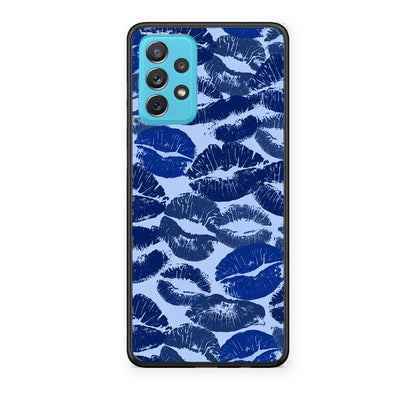 Θήκη Samsung Galaxy A72 Blue Lipstick Kisses από τη Smartfits με σχέδιο στο πίσω μέρος και μαύρο περίβλημα | Samsung Galaxy A72 Blue Lipstick Kisses case with colorful back and black bezels