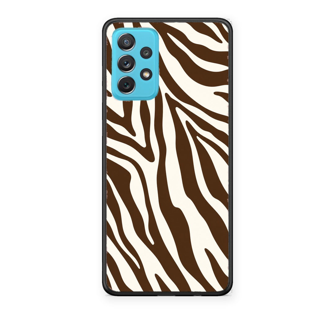 Θήκη Samsung Galaxy A72 Brown and Cream Zebra Stripes από τη Smartfits με σχέδιο στο πίσω μέρος και μαύρο περίβλημα | Samsung Galaxy A72 Brown and Cream Zebra Stripes case with colorful back and black bezels