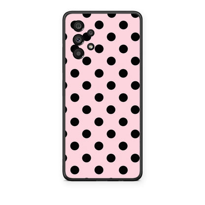 Θήκη Samsung Galaxy A73 5G Black Polka Dots on Pink από τη Smartfits με σχέδιο στο πίσω μέρος και μαύρο περίβλημα | Samsung Galaxy A73 5G Black Polka Dots on Pink case with colorful back and black bezels