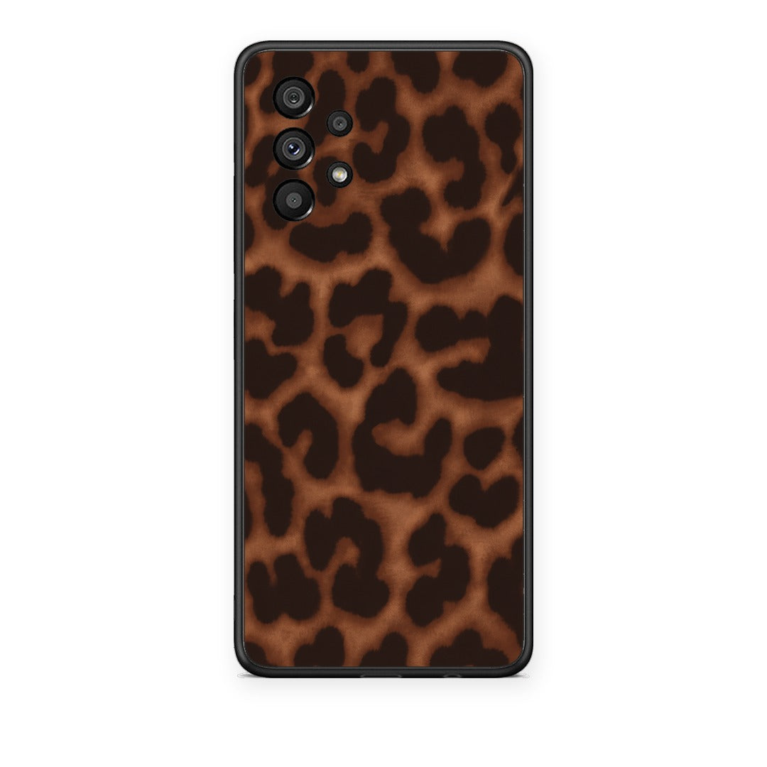 Θήκη Samsung Galaxy A73 5G Leopard Print Dark Brown από τη Smartfits με σχέδιο στο πίσω μέρος και μαύρο περίβλημα | Samsung Galaxy A73 5G Leopard Print Dark Brown case with colorful back and black bezels