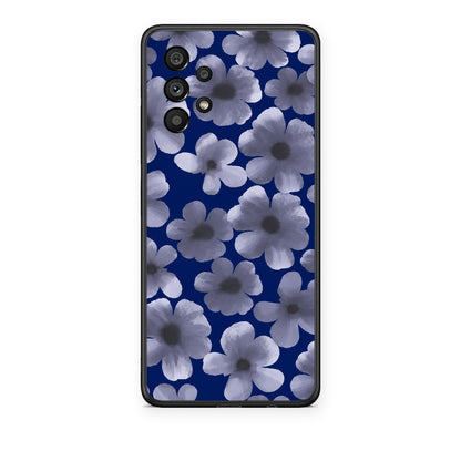 Θήκη Samsung Galaxy A73 5G Pale Blue Flowers on Navy από τη Smartfits με σχέδιο στο πίσω μέρος και μαύρο περίβλημα | Samsung Galaxy A73 5G Pale Blue Flowers on Navy case with colorful back and black bezels