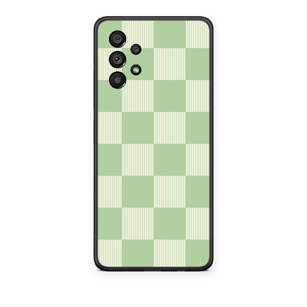 Θήκη Samsung Galaxy A73 5G Sage and Cream Striped Checks από τη Smartfits με σχέδιο στο πίσω μέρος και μαύρο περίβλημα | Samsung Galaxy A73 5G Sage and Cream Striped Checks case with colorful back and black bezels
