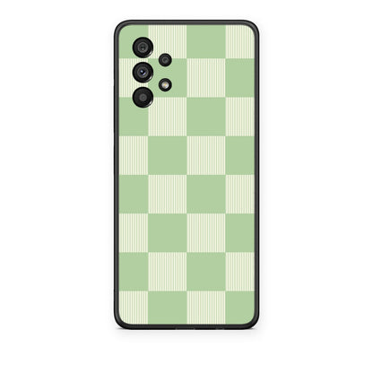 Θήκη Samsung Galaxy A73 5G Sage and Cream Striped Checks από τη Smartfits με σχέδιο στο πίσω μέρος και μαύρο περίβλημα | Samsung Galaxy A73 5G Sage and Cream Striped Checks case with colorful back and black bezels
