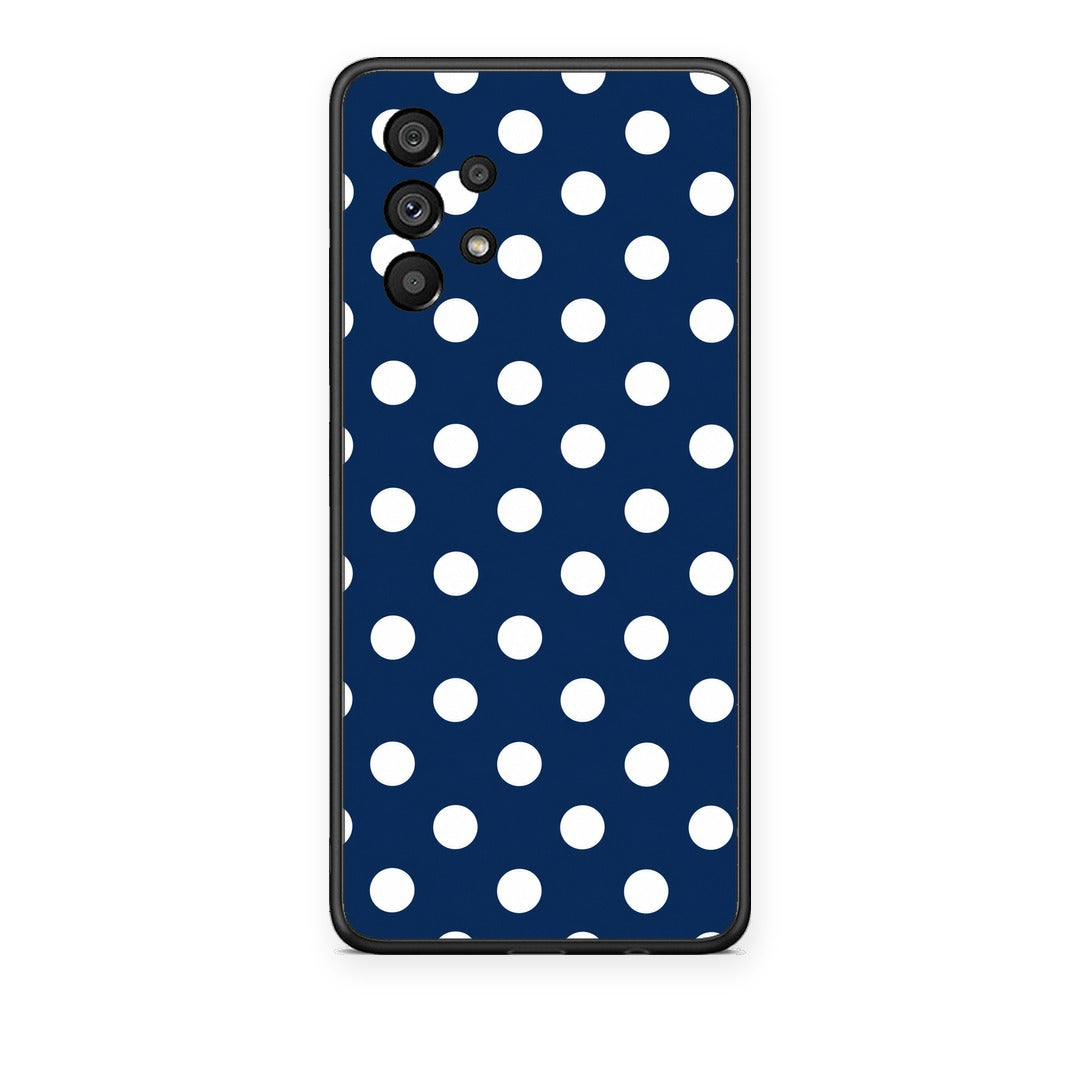 Θήκη Samsung Galaxy A73 5G White Large Polka Dots on Navy από τη Smartfits με σχέδιο στο πίσω μέρος και μαύρο περίβλημα | Samsung Galaxy A73 5G White Large Polka Dots on Navy case with colorful back and black bezels
