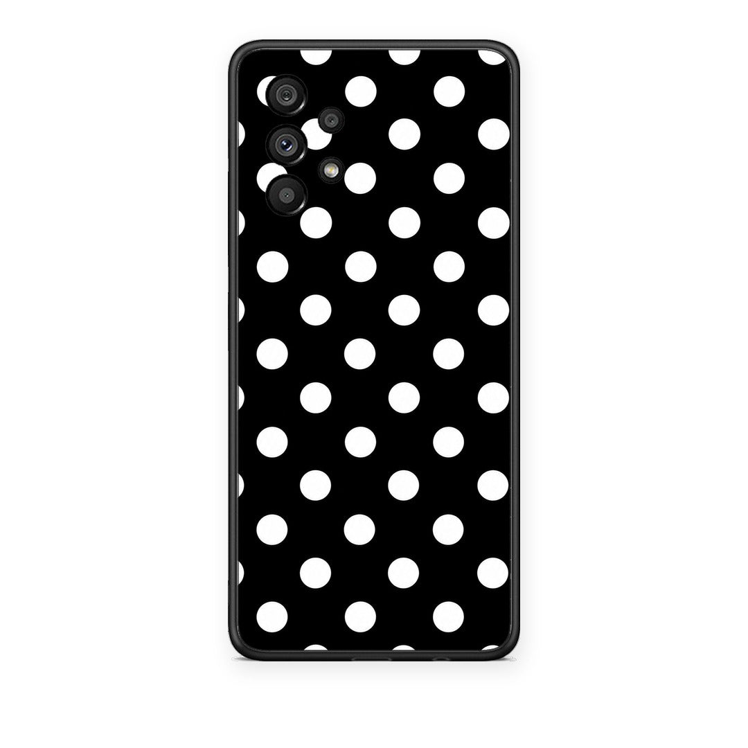 Θήκη Samsung Galaxy A73 5G White Polka Dots on Black από τη Smartfits με σχέδιο στο πίσω μέρος και μαύρο περίβλημα | Samsung Galaxy A73 5G White Polka Dots on Black case with colorful back and black bezels