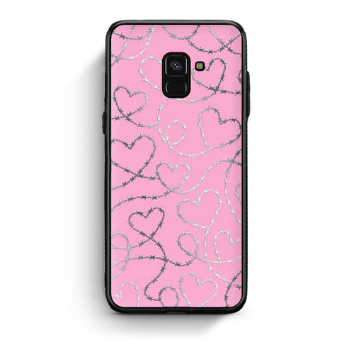 Θήκη Samsung Galaxy A8 Barbed Wire Hearts on Pink από τη Smartfits με σχέδιο στο πίσω μέρος και μαύρο περίβλημα | Samsung Galaxy A8 Barbed Wire Hearts on Pink case with colorful back and black bezels