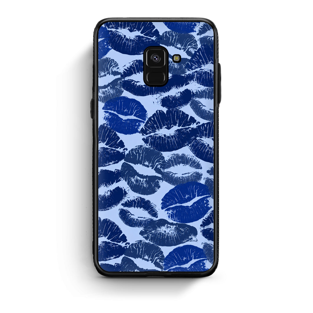 Θήκη Samsung Galaxy A8 Blue Lipstick Kisses από τη Smartfits με σχέδιο στο πίσω μέρος και μαύρο περίβλημα | Samsung Galaxy A8 Blue Lipstick Kisses case with colorful back and black bezels