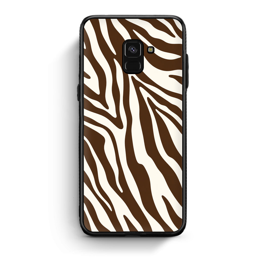 Θήκη Samsung Galaxy A8 Brown and Cream Zebra Stripes από τη Smartfits με σχέδιο στο πίσω μέρος και μαύρο περίβλημα | Samsung Galaxy A8 Brown and Cream Zebra Stripes case with colorful back and black bezels