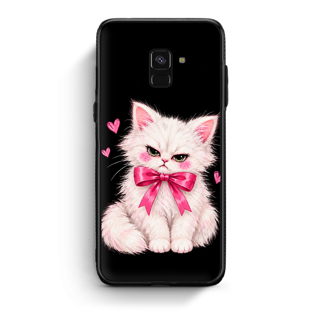 Θήκη Samsung Galaxy A8 Grumpy Party Kitten on Black από τη Smartfits με σχέδιο στο πίσω μέρος και μαύρο περίβλημα | Samsung Galaxy A8 Grumpy Party Kitten on Black case with colorful back and black bezels