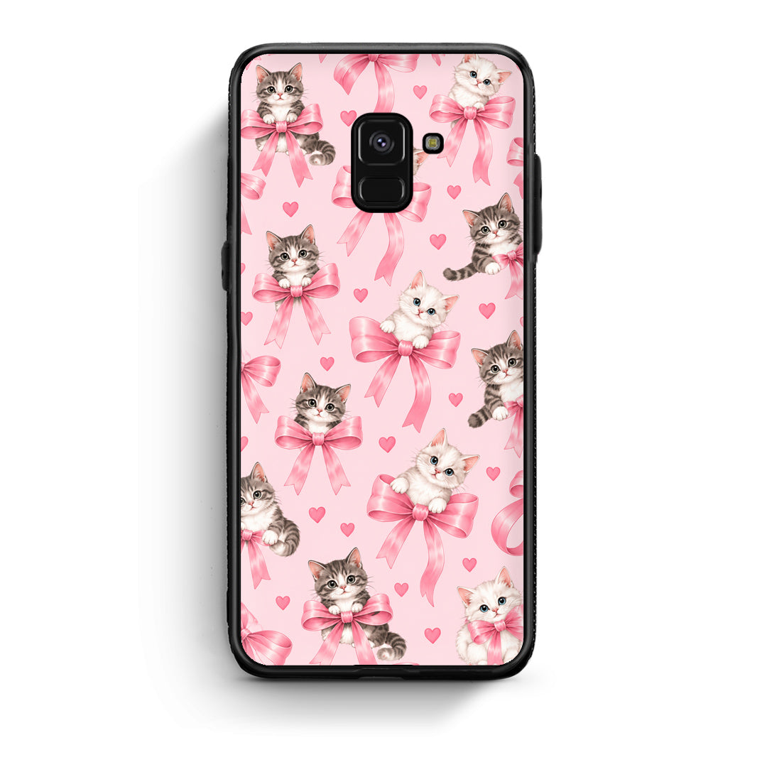 Θήκη Samsung Galaxy A8 Kittens and Pink Bows on Pink από τη Smartfits με σχέδιο στο πίσω μέρος και μαύρο περίβλημα | Samsung Galaxy A8 Kittens and Pink Bows on Pink case with colorful back and black bezels