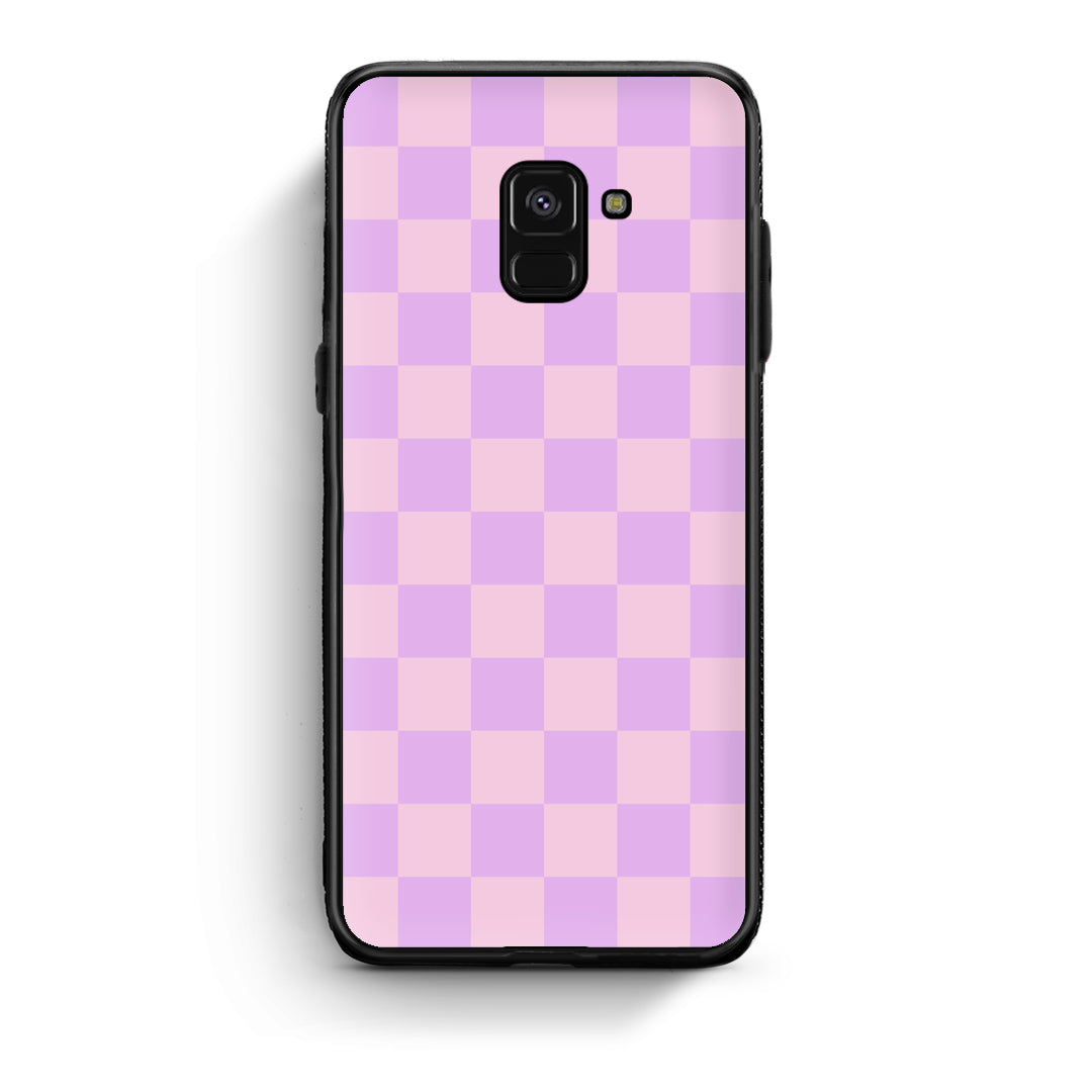 Θήκη Samsung Galaxy A8 Lavender and Pink Checkerboard από τη Smartfits με σχέδιο στο πίσω μέρος και μαύρο περίβλημα | Samsung Galaxy A8 Lavender and Pink Checkerboard case with colorful back and black bezels