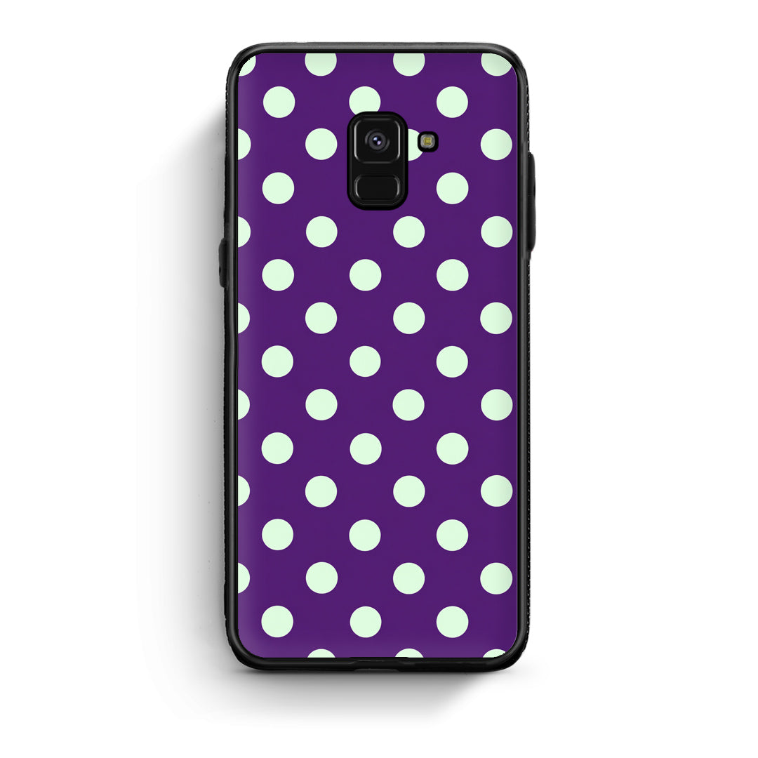 Θήκη Samsung Galaxy A8 Mint Polka Dots on Purple από τη Smartfits με σχέδιο στο πίσω μέρος και μαύρο περίβλημα | Samsung Galaxy A8 Mint Polka Dots on Purple case with colorful back and black bezels