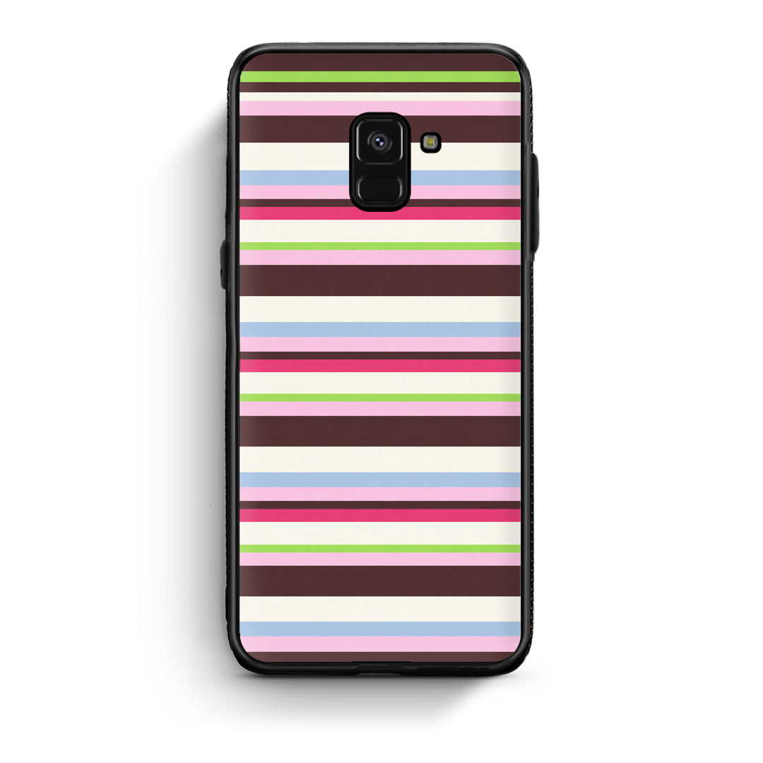 Θήκη Samsung Galaxy A8 Multicolour Horizontal Stripes από τη Smartfits με σχέδιο στο πίσω μέρος και μαύρο περίβλημα | Samsung Galaxy A8 Multicolour Horizontal Stripes case with colorful back and black bezels
