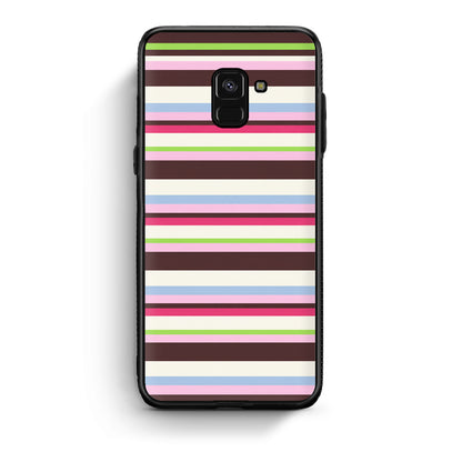 Θήκη Samsung Galaxy A8 Multicolour Horizontal Stripes από τη Smartfits με σχέδιο στο πίσω μέρος και μαύρο περίβλημα | Samsung Galaxy A8 Multicolour Horizontal Stripes case with colorful back and black bezels